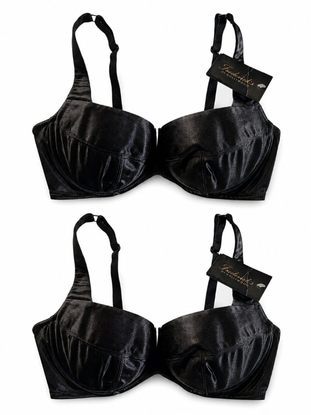 Frederick's of Hollywood  Set of 2 Va Va Voom Black Satin Bras, 32DD